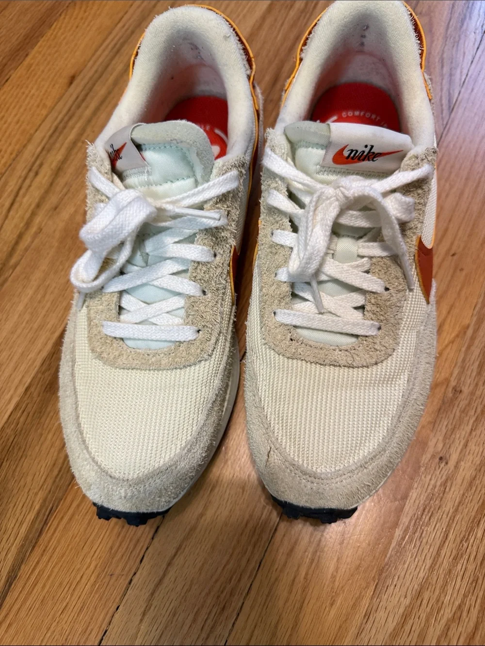 Nike Woman’s Sneakers - Cream Upper with Rust Orange Swoosh